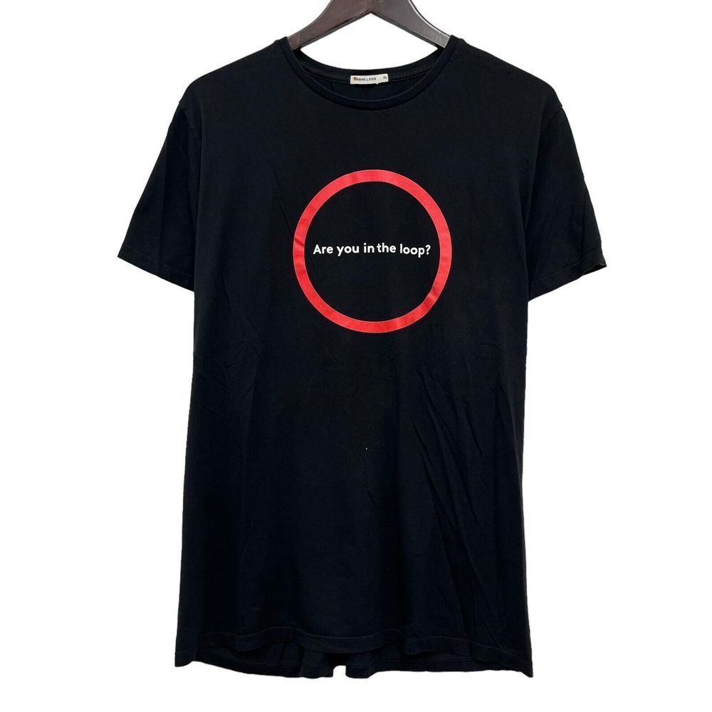 Marine Layer Men's Black T-Shirt "Are You In The Loop?" Cotton/Modal Size XL guc